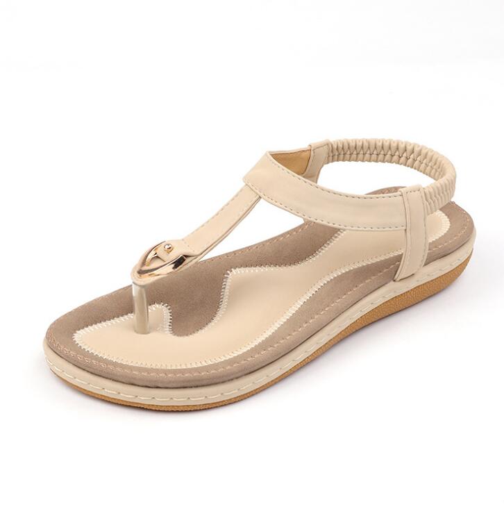 Women's Arch Support Flat Sandals Adjustable T-Strap – Massaging Footbed