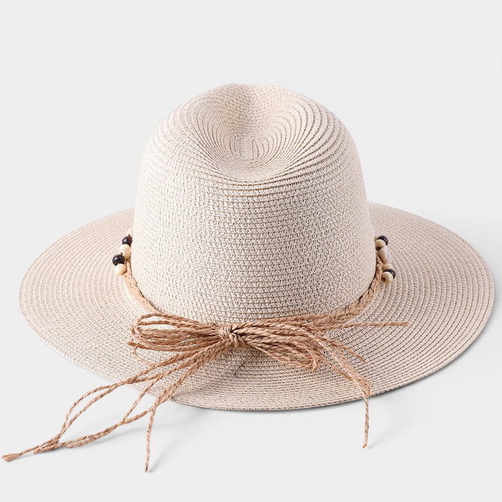 Women's Wide Brim Sun Hat – Shell & Wooden Bead Detail