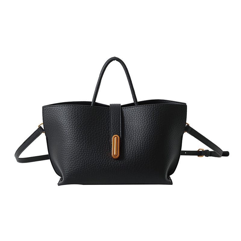 Women's Pebbled Leather Bucket Tote Bag – Zipper Top High Capacity