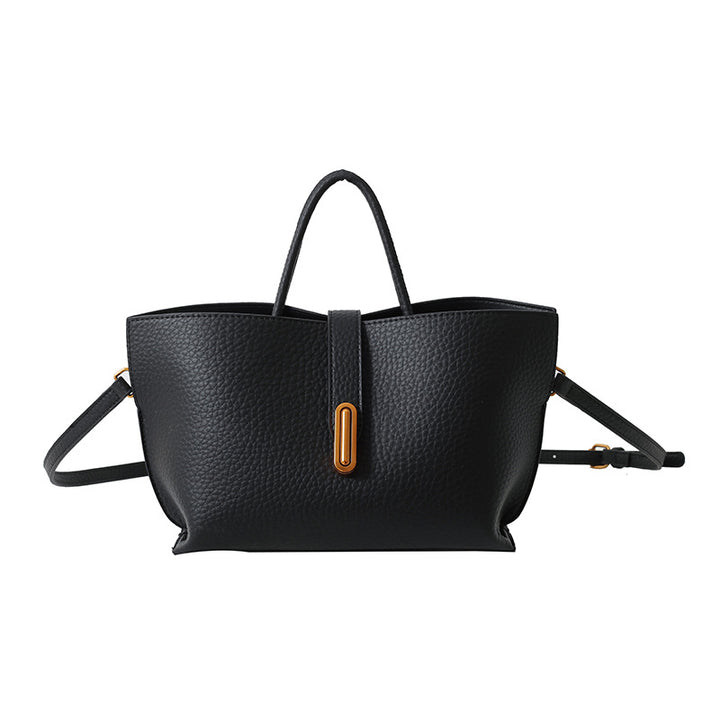 Women's Pebbled Leather Bucket Tote Bag – Zipper Top High Capacity