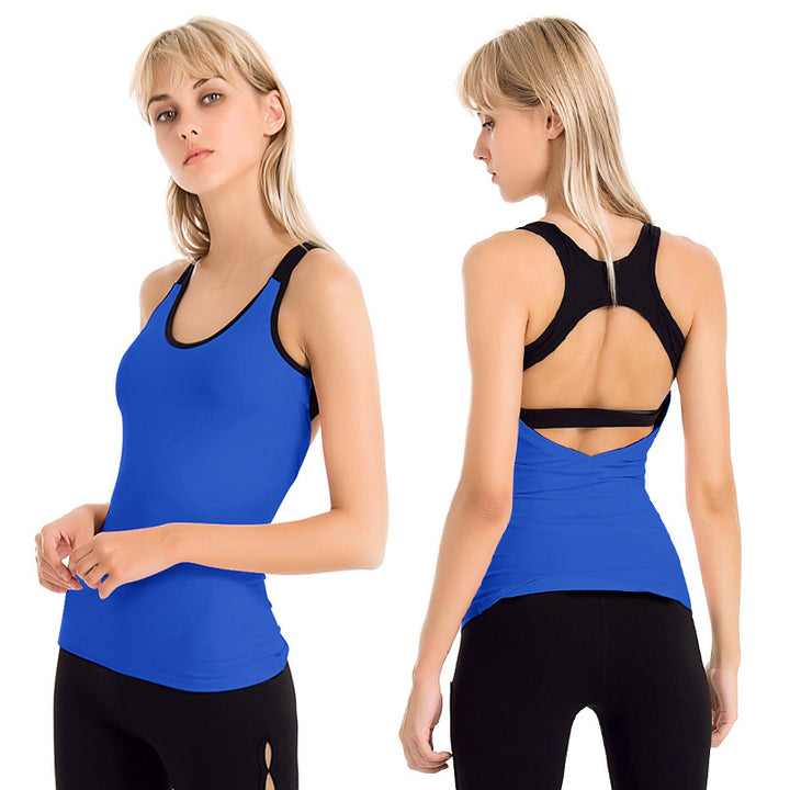 Women's Yoga Vest – Slim Fit Stretch Top with Chest Pad