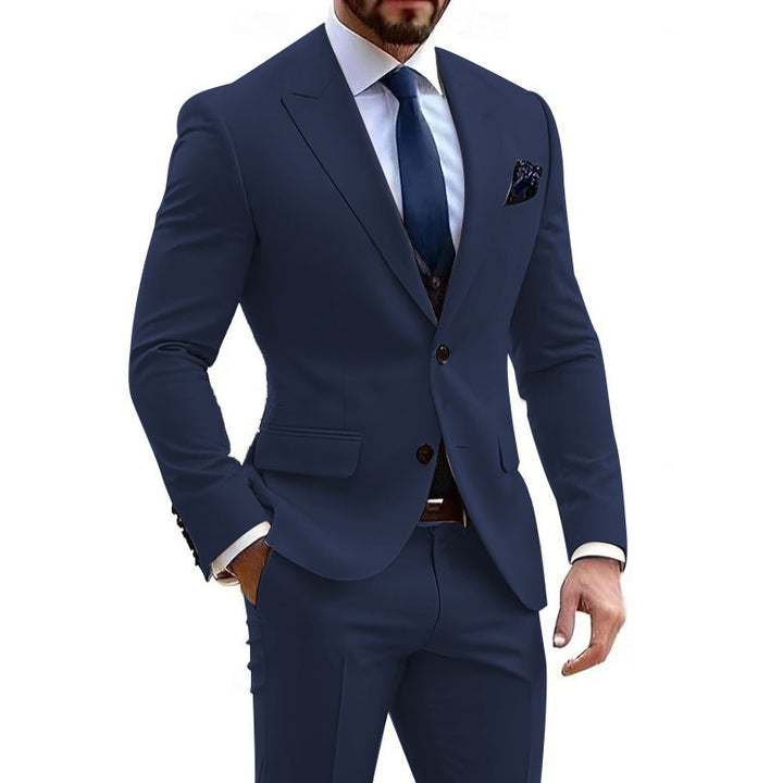 Men's Two Piece Suit – Tailored Textured Structured Formal