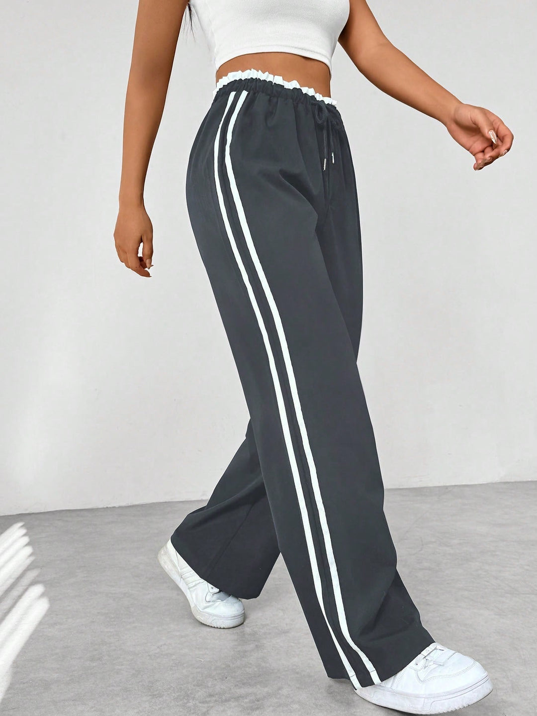 Wide Leg Jogger Trousers – Women's Elastic Waist Lounge Fit