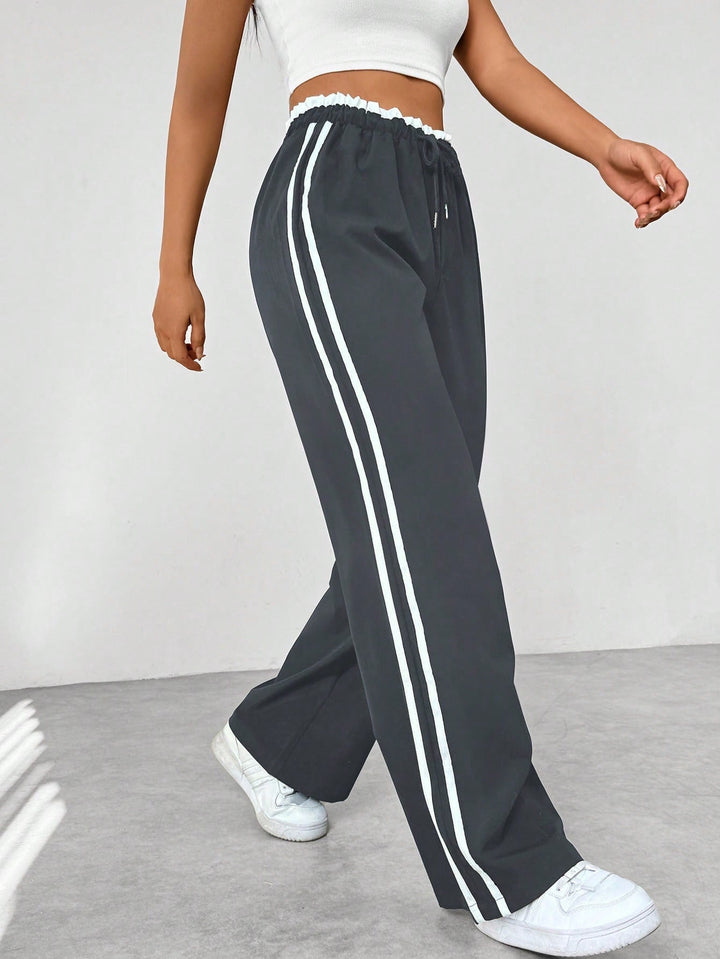 Wide Leg Jogger Trousers – Women's Elastic Waist Lounge Fit