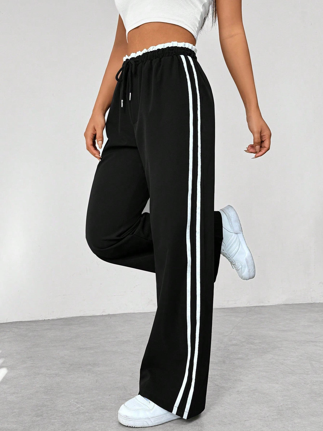Wide Leg Jogger Trousers – Women's Elastic Waist Lounge Fit