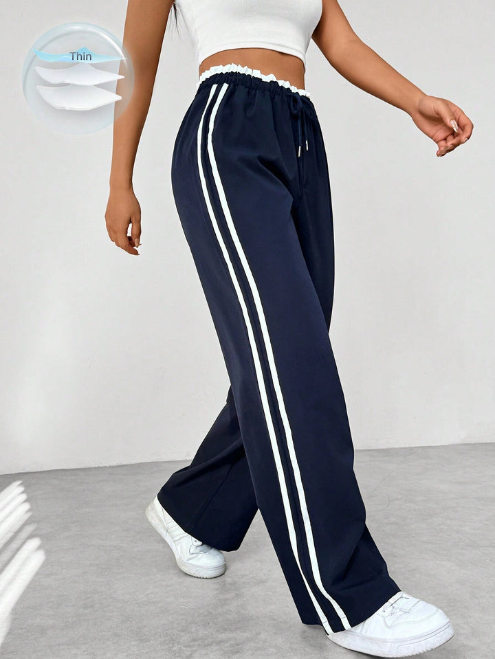 Wide Leg Jogger Trousers – Women's Elastic Waist Lounge Fit