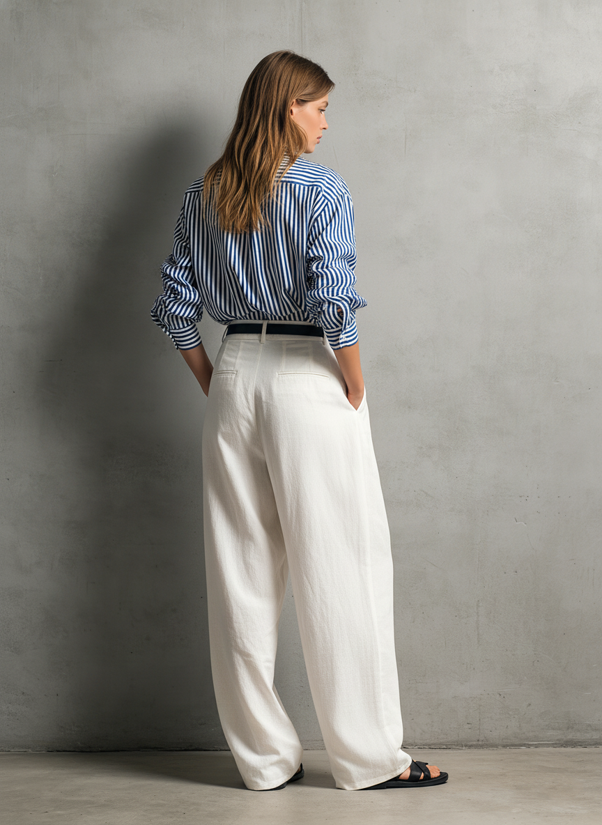 Women's Woven Shirt Relaxed-Fit Lightweight Long-Sleeve Top