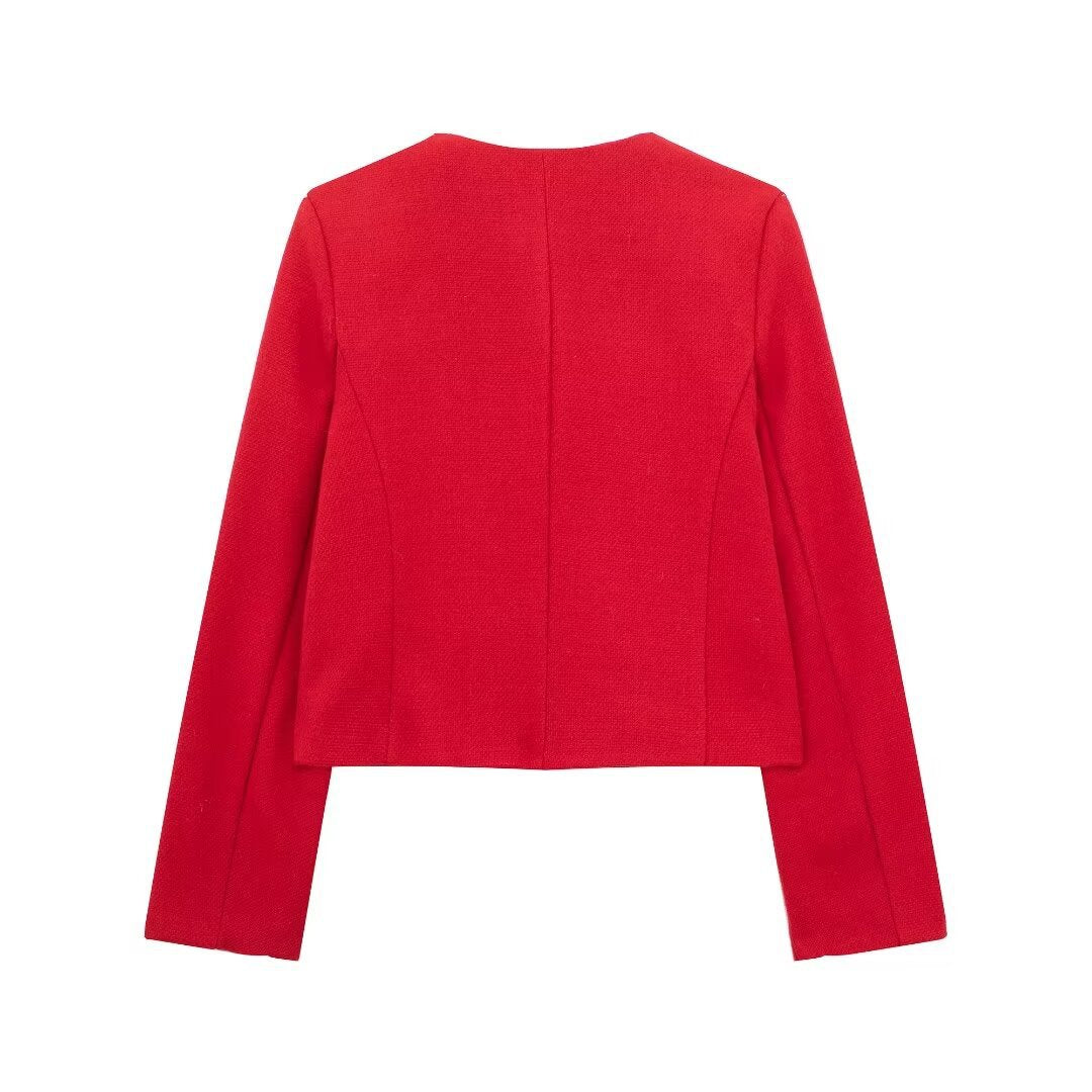 Women's Cropped Bomber Jacket Button Front – Structured Layering Style