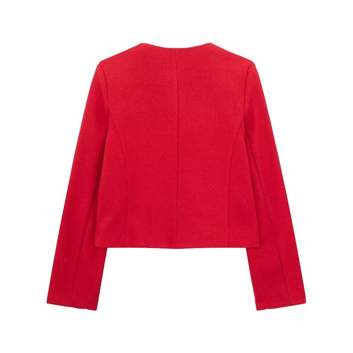 Women's Cropped Bomber Jacket Button Front – Structured Layering Style