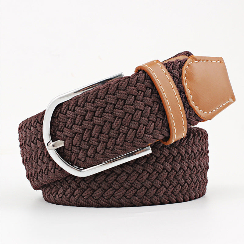 Men's Braided Canvas Belt – Leather-Tipped Adjustable Woven