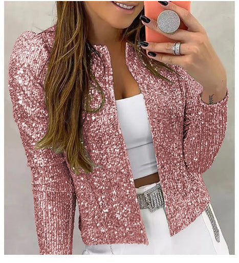 Sequin Blazer for Women – Cropped Open-Front Glitter Jacket