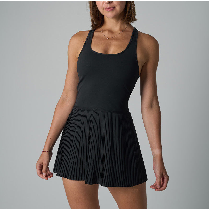 Women's Athletic Tennis Dress Racerback – Pleated Skirt Built-In Shorts