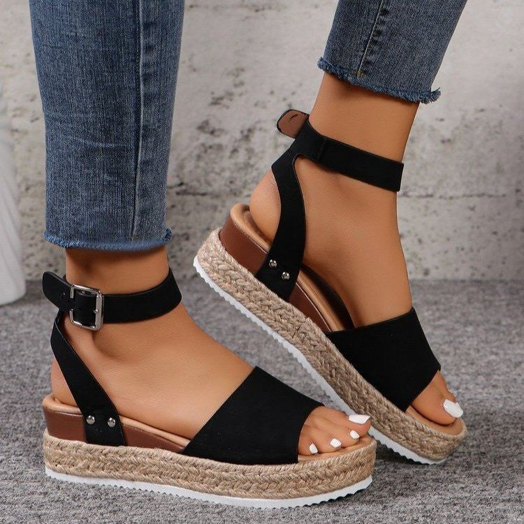 Platform Espadrille Sandals – Jute Sole & Ankle Strap