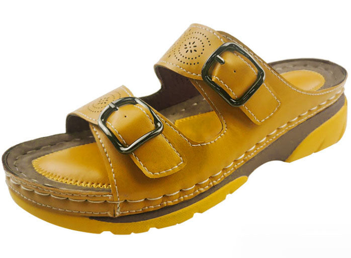 Women's Flat Open-Toe Sandals – Adjustable Buckle Strap