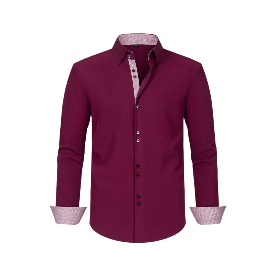 Men's Long Sleeve Dress Shirt Polka Dot – Contrast Collar Cuffs