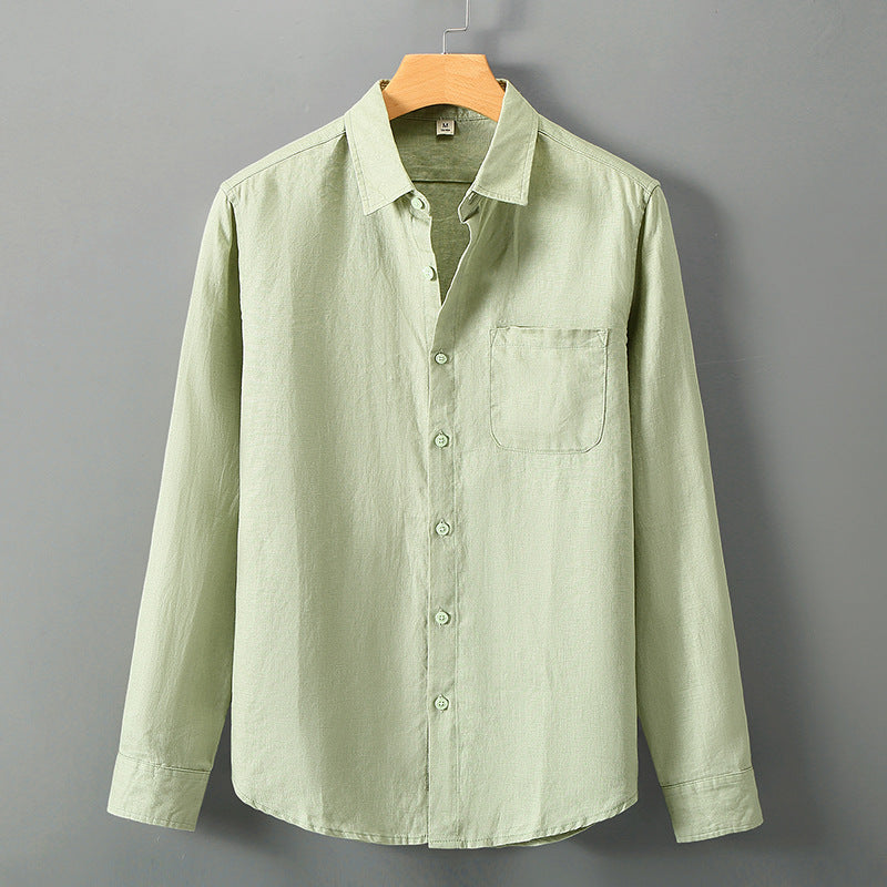 Linen Button-Up Shirt for Men – Relaxed Fit Long Sleeve