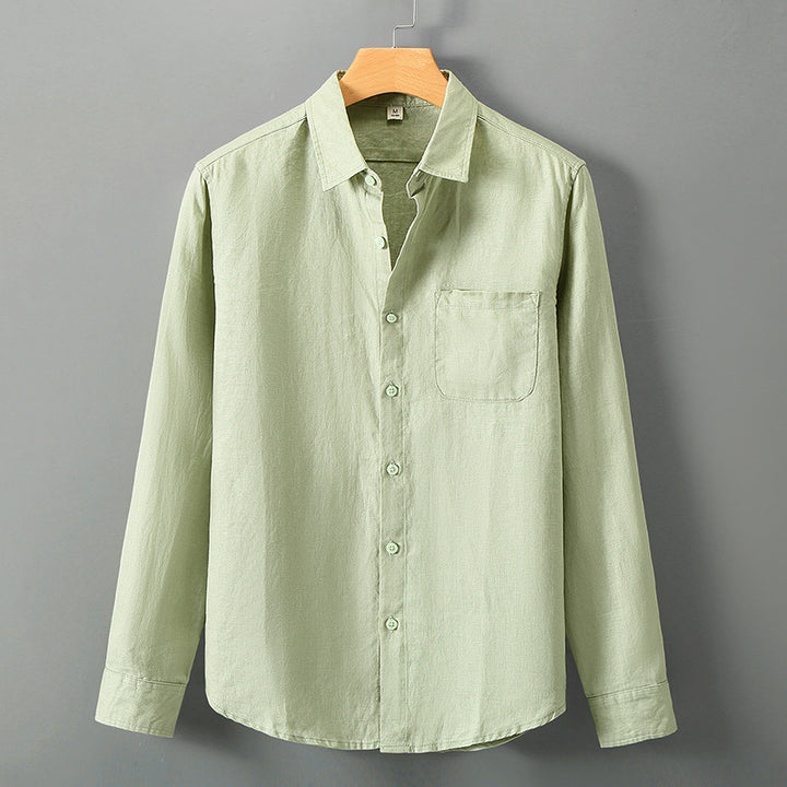 Linen Button-Up Shirt for Men – Relaxed Fit Long Sleeve
