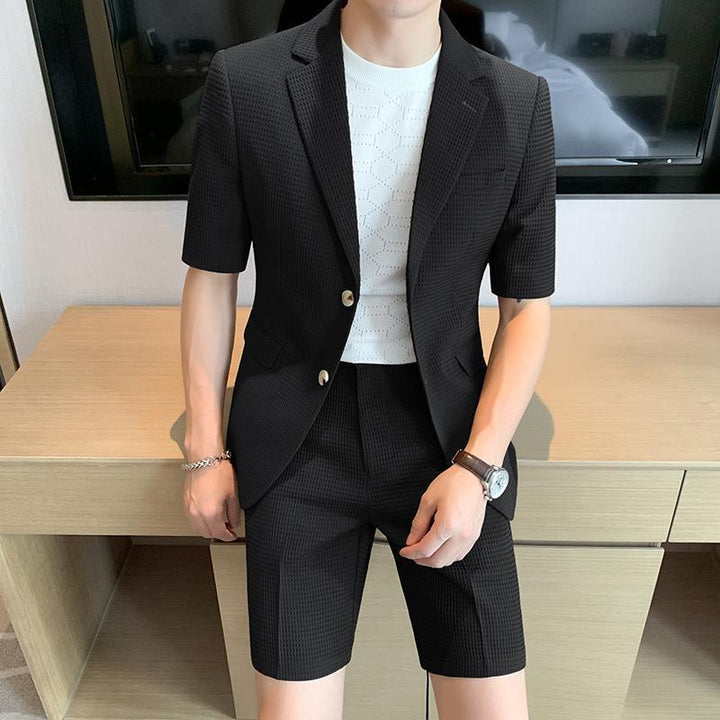 Men's Short Sleeve Blazer Shorts Suit Set – Lightweight Summer Co-Ord