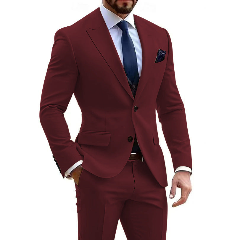 Men's Two Piece Suit – Tailored Textured Structured Formal