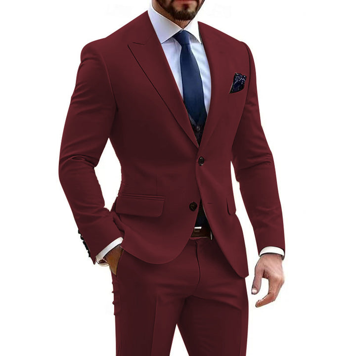 Men's Two Piece Suit – Tailored Textured Structured Formal