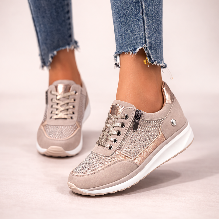 Women's Walking Trainers – Side Zip Textured Panel Design
