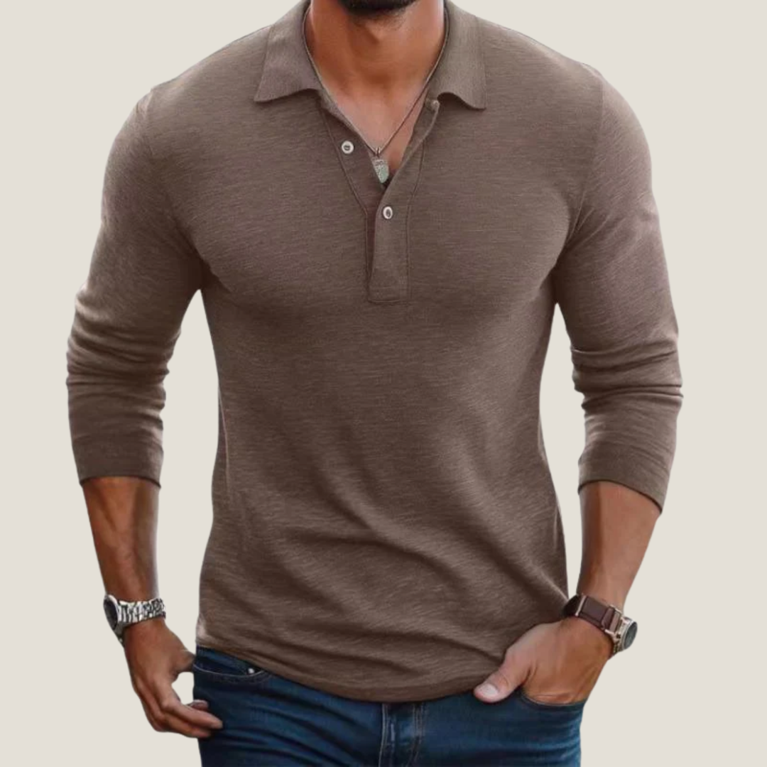 Men's Long Sleeve Polo – Lapel Collar & Button Placket