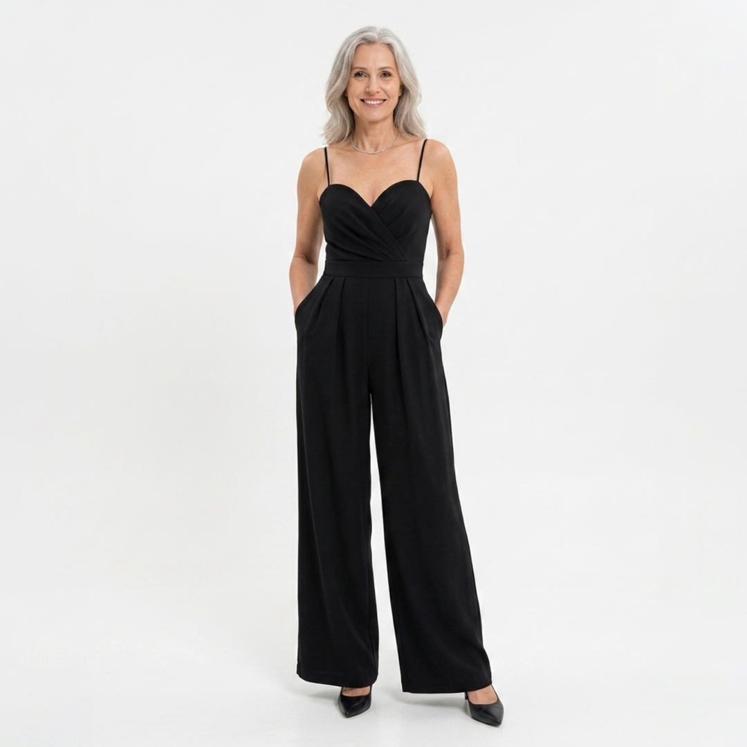 Wide-Leg Jumpsuit Women – High Waist & Sweetheart Neckline