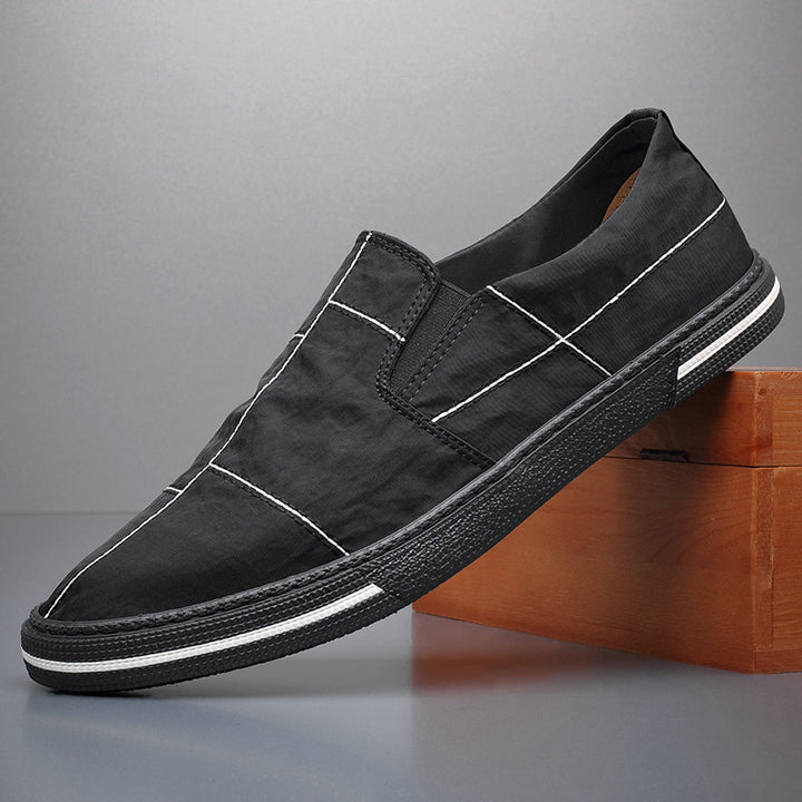 Men's Slip-On Loafers – Contrast Stitching & Stretch Panels