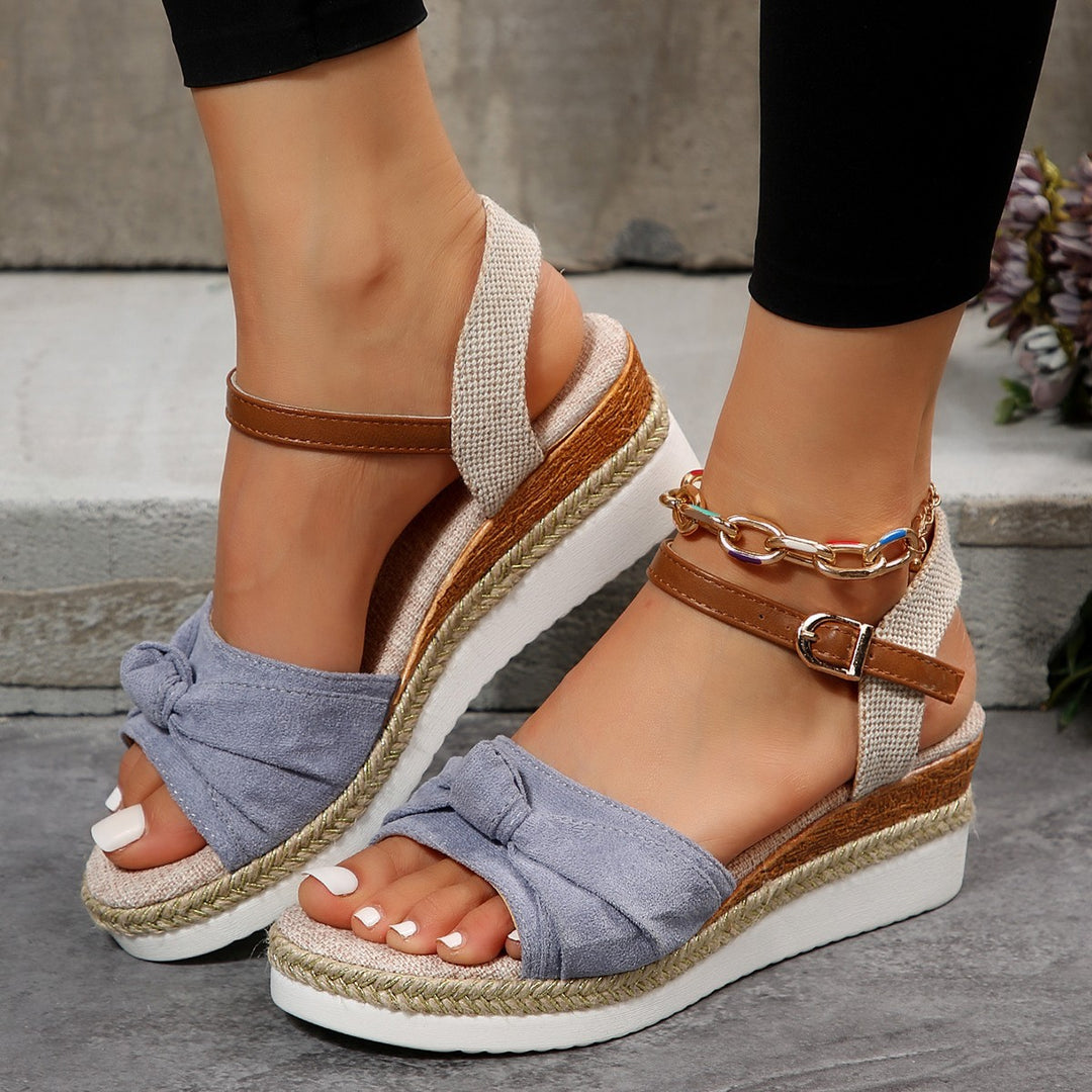 Espadrille Wedge Sandals – Bow Detail & Ankle Strap | Women's