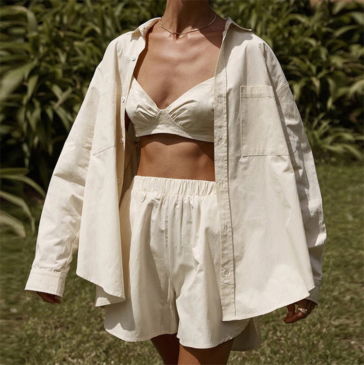Women's Two Piece Set Shirt and Shorts – Relaxed Fit