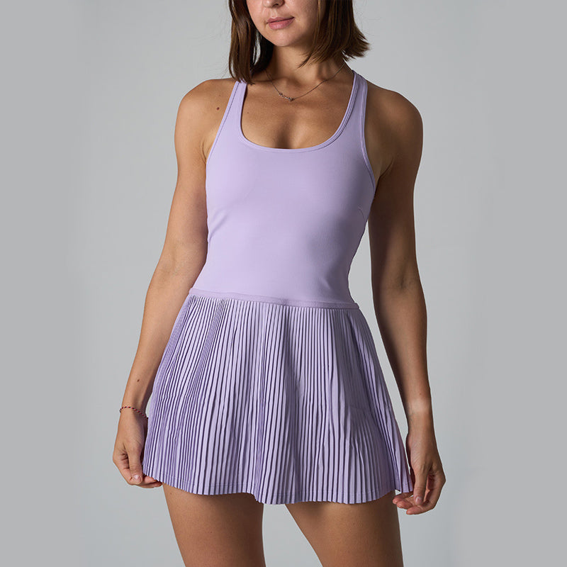 Women's Athletic Tennis Dress Racerback – Pleated Skirt Built-In Shorts
