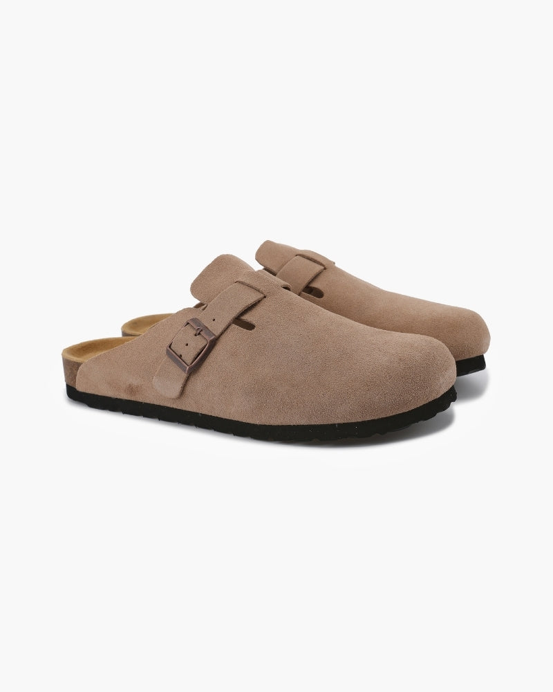 Men's Calf Suede Leather Clogs Slip-On – Comfortable Casual Footwear