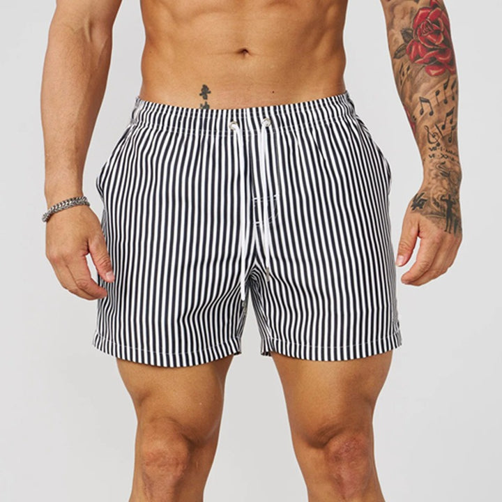 Men's Swim Shorts – Vertical Stripe Quick-Dry Drawstring