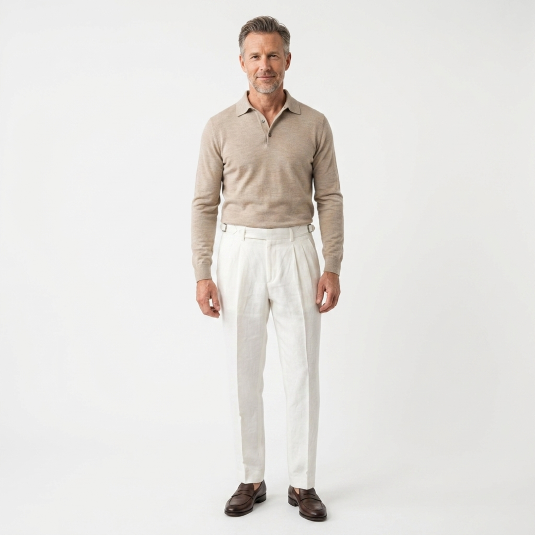 Men's Linen Dress Pants – Double Pleat Formal Fit