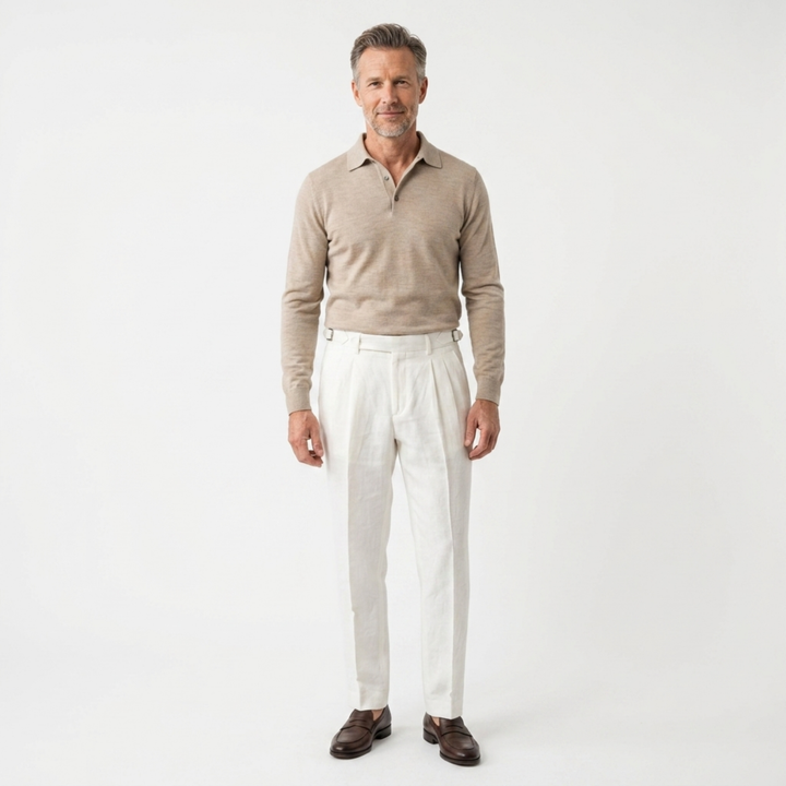 Men's Linen Dress Pants – Double Pleat Formal Fit