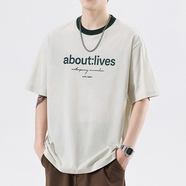 Men's Graphic Tee – Multicolor Round Neck Short Sleeve