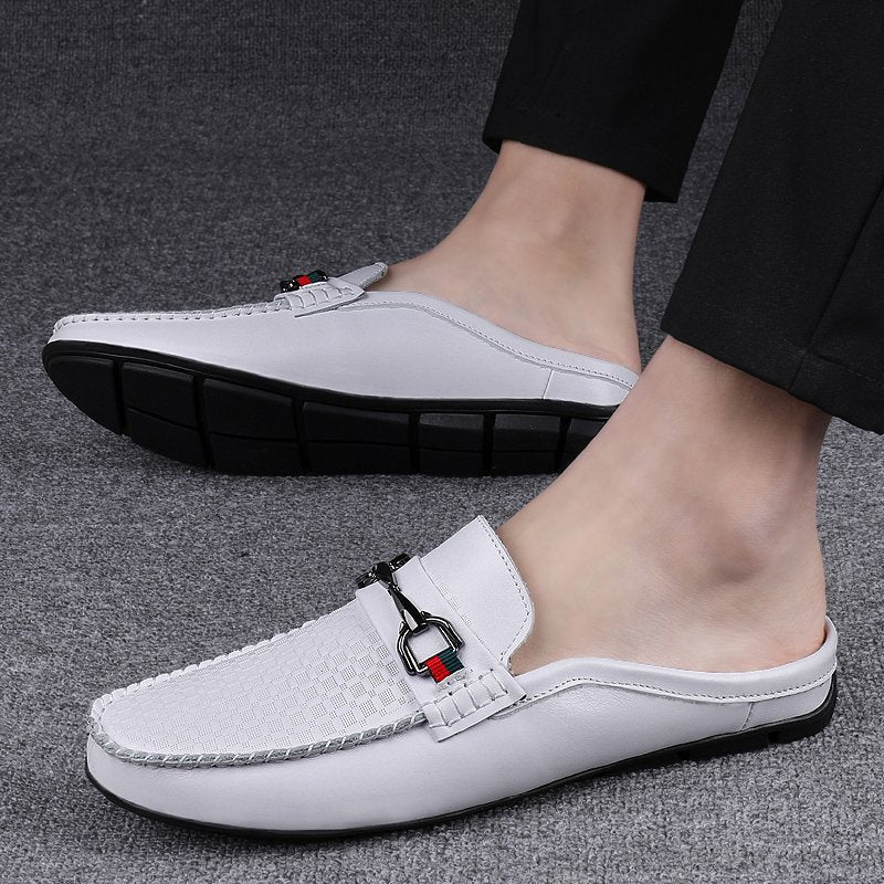 Men's Slip-On Vegan Leather Backless Mule Loafer – Laceless Casual
