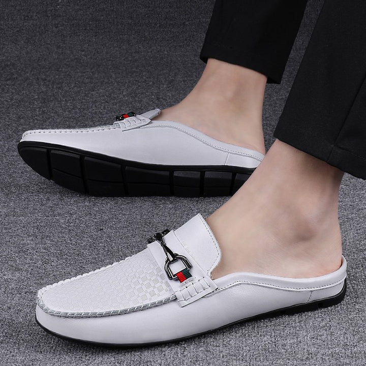 Men's Slip-On Vegan Leather Backless Mule Loafer – Laceless Casual