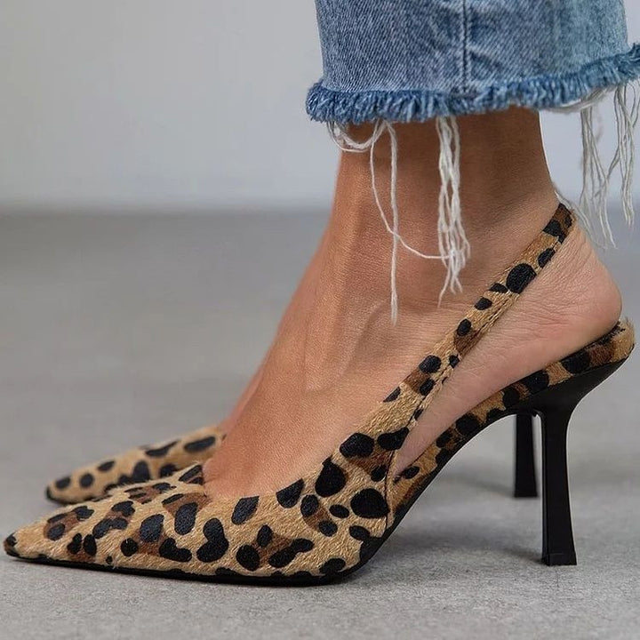 Printed Slingback Stiletto Heels – Pointed Toe Women's Shoes