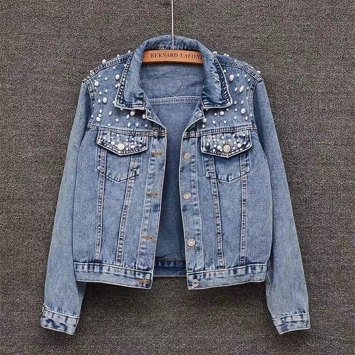 Rhinestone Embellished Women's Denim Jacket – Rivet Detail