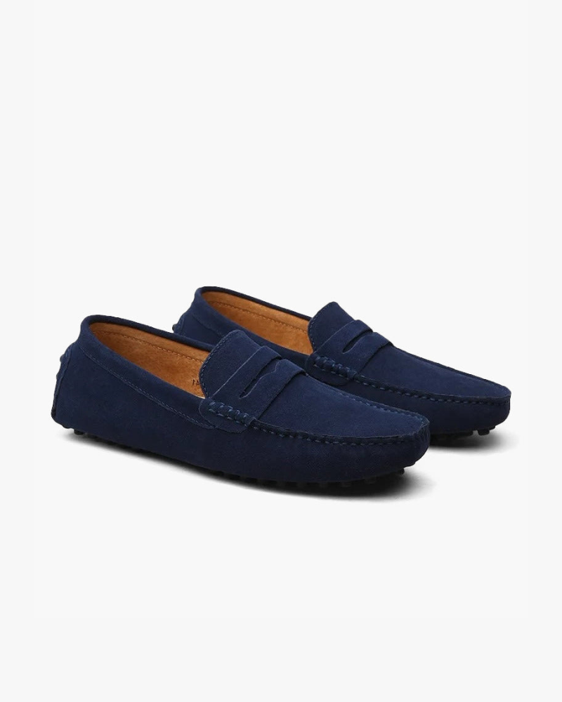 Men's Calf Suede Driver Loafers Slip-On – Stitched Upper Full Leather