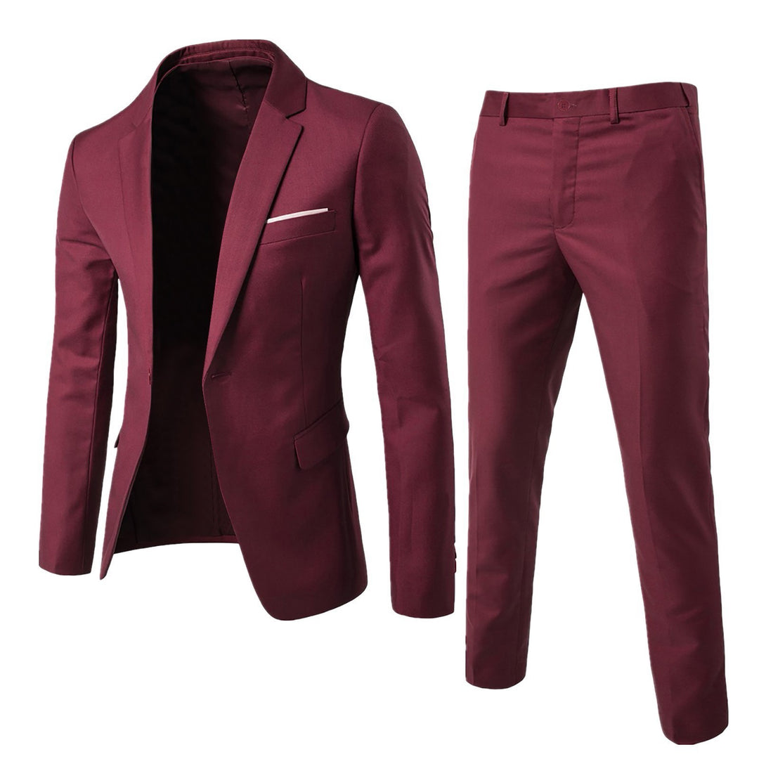 Men's Slim Fit Suit Woven Two-Piece Business Formal – Korean Tailored