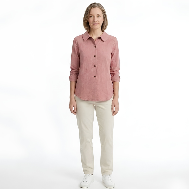 Women's Overshirt Relaxed Fit Shirt Jacket – Contrast Roll-Up Sleeves
