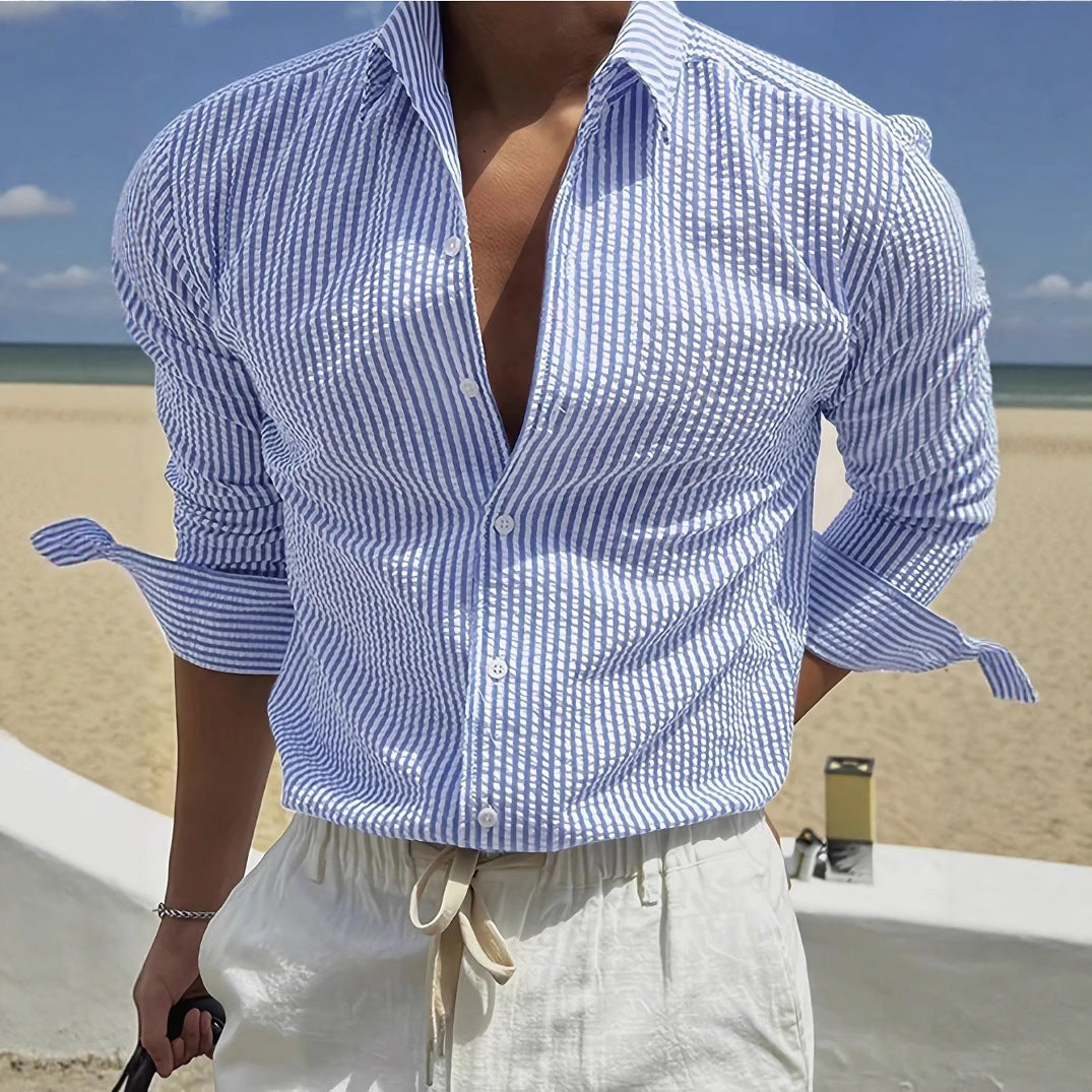 Men's Striped Dress Shirt – Slim Fit Vertical Stripe