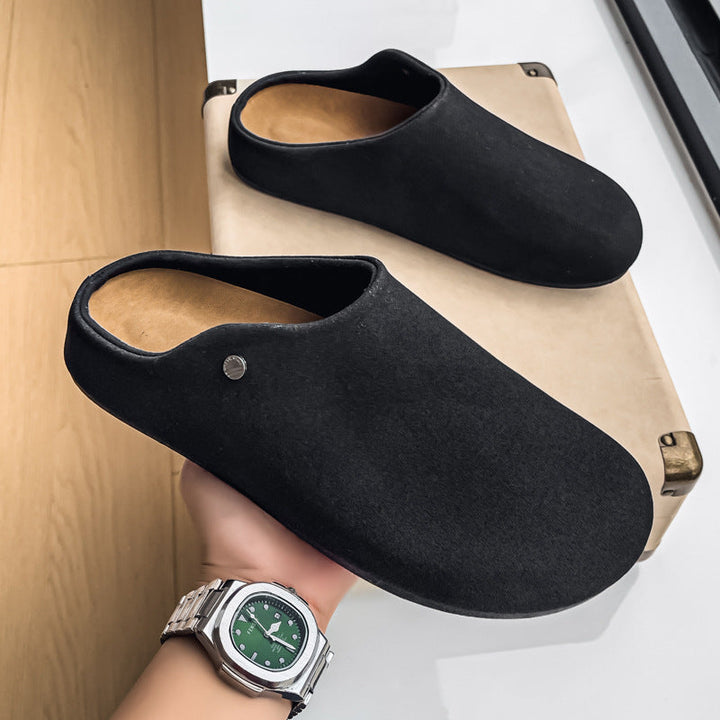 Men's Slip-On Mules – Suede Closed Toe Flat Casual Shoes