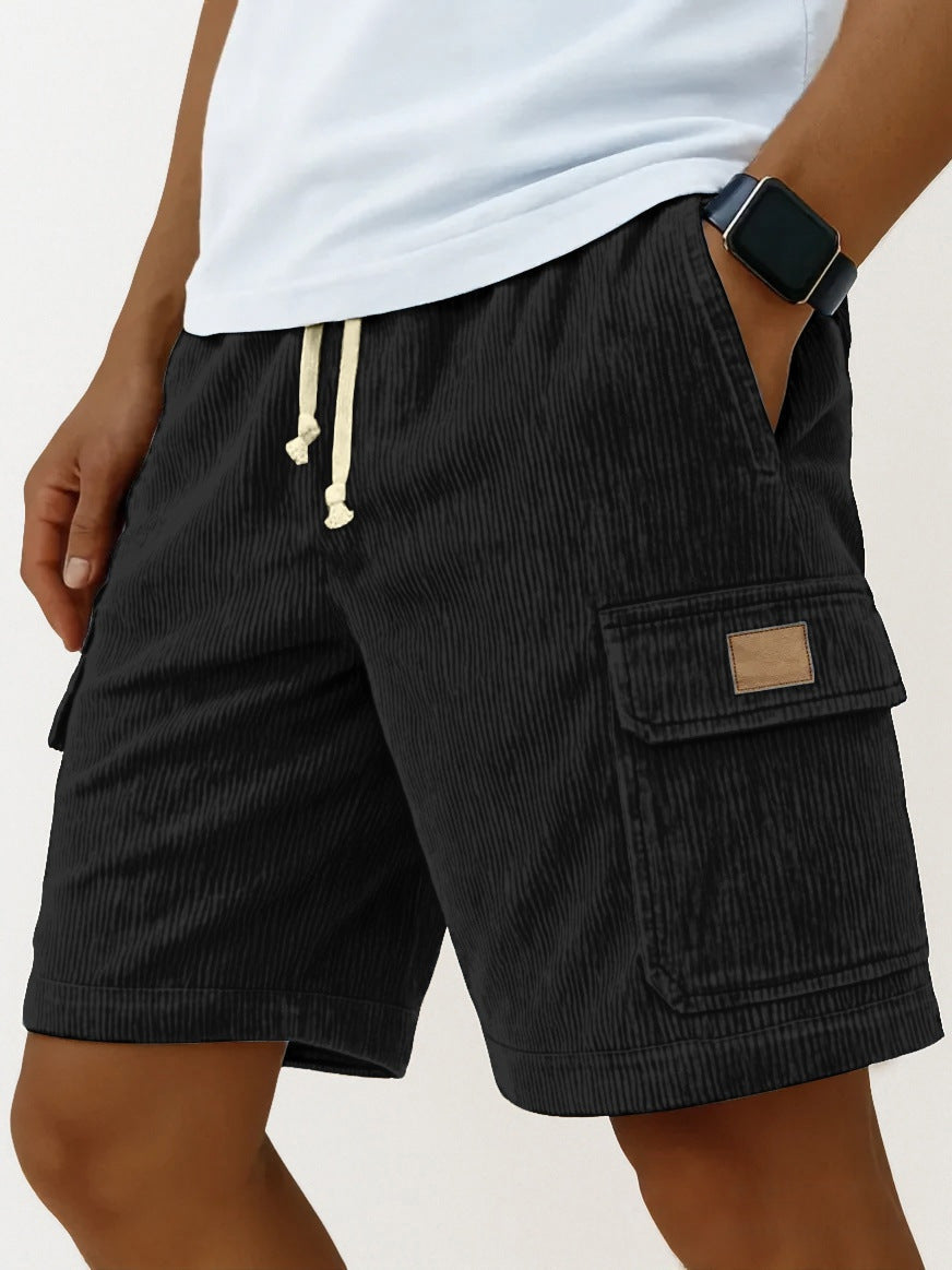 Men's Corduroy Cargo Shorts – Elasticated Drawstring Waist