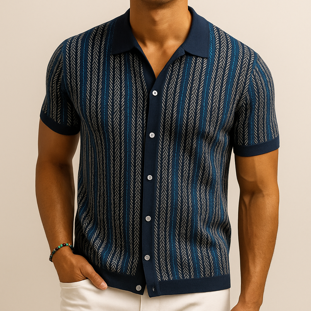 Men's Polo Shirt – Organic Cotton Knit Herringbone