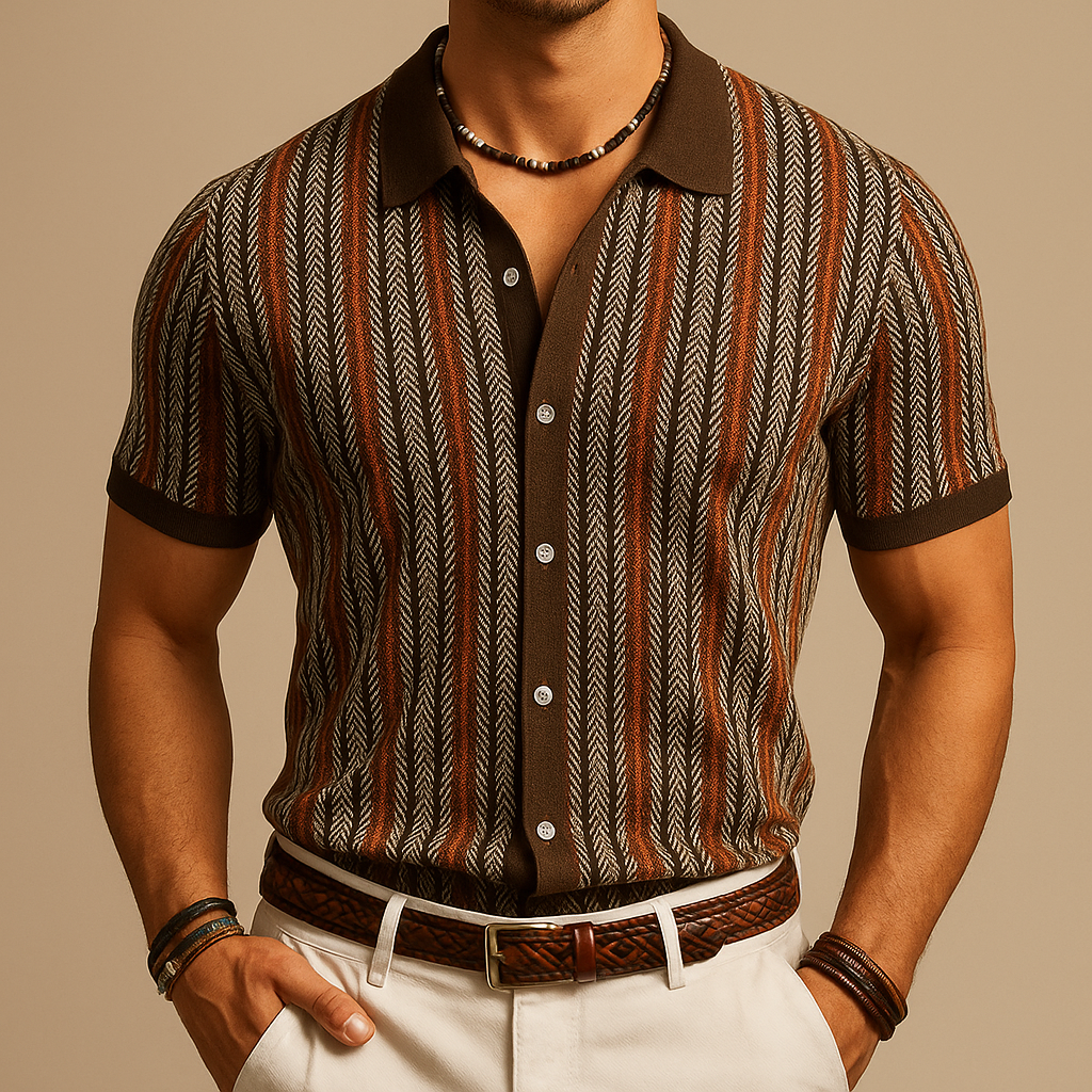 Men's Polo Shirt – Organic Cotton Knit Herringbone