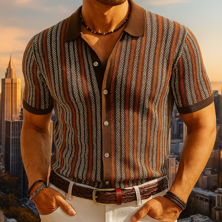 Men's Polo Shirt – Organic Cotton Knit Herringbone