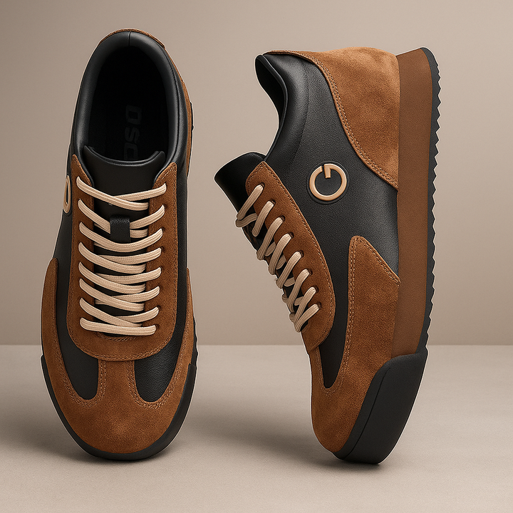 Retro Colour Block Sneakers – Men's Suede Panel Detail
